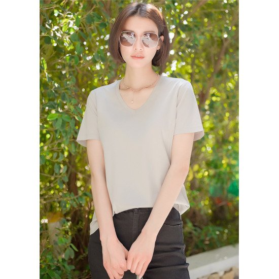 Casual Basic Loose Tees Thin Summer Mulberry Silk T-Shirt For Women