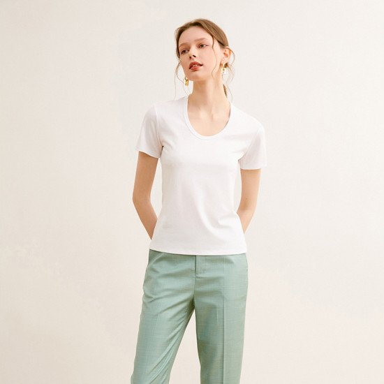 Ice Ammonia Cotton T-Shirt Loose Casual Tops Simple Basic For Women Ice Ammonia Cotton T-Shirt Loose Casual Tops Simple Basic For Women