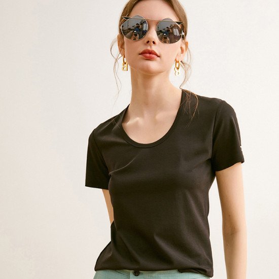 Ice Ammonia Cotton T-Shirt Loose Casual Tops Simple Basic For Women Ice Ammonia Cotton T-Shirt Loose Casual Tops Simple Basic For Women