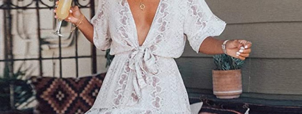 Get Ready for Summer with a V-Neck Ruffle Lace Frenulum Dress