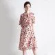 New Floral Print Tea Break Silk Women Dress Elegant Ladies Long Skirt New Floral Print Tea Break Silk Women Dress Elegant Ladies Long Skirt