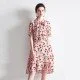 New Floral Print Tea Break Silk Women Dress Elegant Ladies Long Skirt New Floral Print Tea Break Silk Women Dress Elegant Ladies Long Skirt