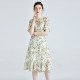 Short Sleeve Women Mulberry Silk Dress Elegant Waist Thin Ruffle Skirt Short Sleeve Women Mulberry Silk Dress Elegant Waist Thin Ruffle Skirt