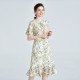 Short Sleeve Women Mulberry Silk Dress Elegant Waist Thin Ruffle Skirt Short Sleeve Women Mulberry Silk Dress Elegant Waist Thin Ruffle Skirt