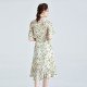 Short Sleeve Women Mulberry Silk Dress Elegant Waist Thin Ruffle Skirt Short Sleeve Women Mulberry Silk Dress Elegant Waist Thin Ruffle Skirt