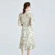 Short Sleeve Women Mulberry Silk Dress Elegant Waist Thin Ruffle Skirt