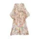 Flying Sleeve Women Long Skirt Print Double Layer Big Swing Silk Dress Flying Sleeve Women Long Skirt Print Double Layer Big Swing Silk Dress