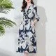 Printed Mulberry Silk Women Dress Fashion Plus Size Mid-Length Skirt Printed Mulberry Silk Women Dress Fashion Plus Size Mid-Length Skirt