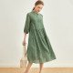 Printed Mulberry Silk Slim Waist Dress Elegant Women Floral Long Skirt Printed Mulberry Silk Slim Waist Dress Elegant Women Floral Long Skirt