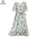 Floral Skirt Short Sleeve v-Neck High End Women Mulberry Silk Dress Floral Skirt Short Sleeve v-Neck High End Women Mulberry Silk Dress