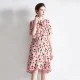 New Floral Print Tea Break Silk Women Dress Elegant Ladies Long Skirt New Floral Print Tea Break Silk Women Dress Elegant Ladies Long Skirt
