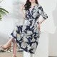 Printed Mulberry Silk Women Dress Fashion Plus Size Mid-Length Skirt Printed Mulberry Silk Women Dress Fashion Plus Size Mid-Length Skirt