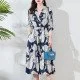 Printed Mulberry Silk Women Dress Fashion Plus Size Mid-Length Skirt Printed Mulberry Silk Women Dress Fashion Plus Size Mid-Length Skirt