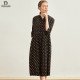 Polka Dot Print 100% Mulberry Silk Long Skirt Coat Doll Collar Dress