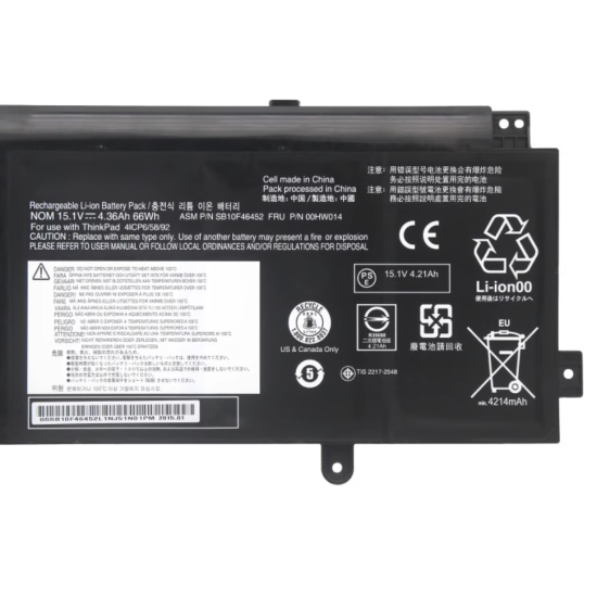 00HW014 Replacement Battery for Lenovo ThinkPad Yoga 15 00HW008, 00HW009, 00HW015