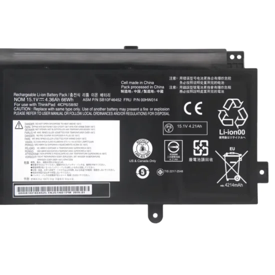 00HW014 Replacement Battery for Lenovo ThinkPad Yoga 15 00HW008, 00HW009, 00HW015
